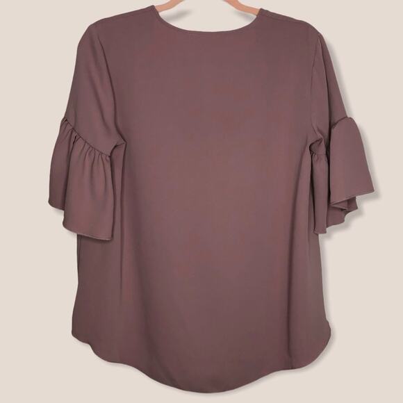 Catherine Malandrino Mauve Blush Top Ruffle Sleeve Women's size Small - Picture 2 of 8